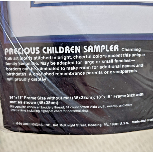 Dimensions Counted Cross Stitch craft Kit Precious Children Sampler #3609 NEW - Picture 3 of 5